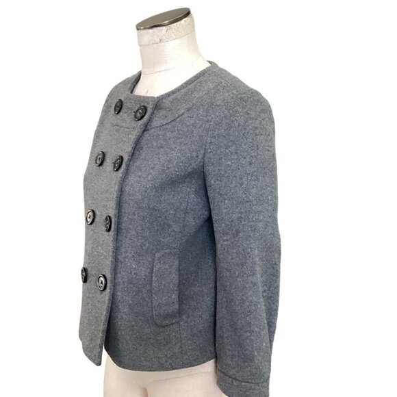 J‎ Crew Pippa Double Breasted Wool/Cashmere Cropped Sz 6 Gray Jacket 226H - Picture 5 of 9